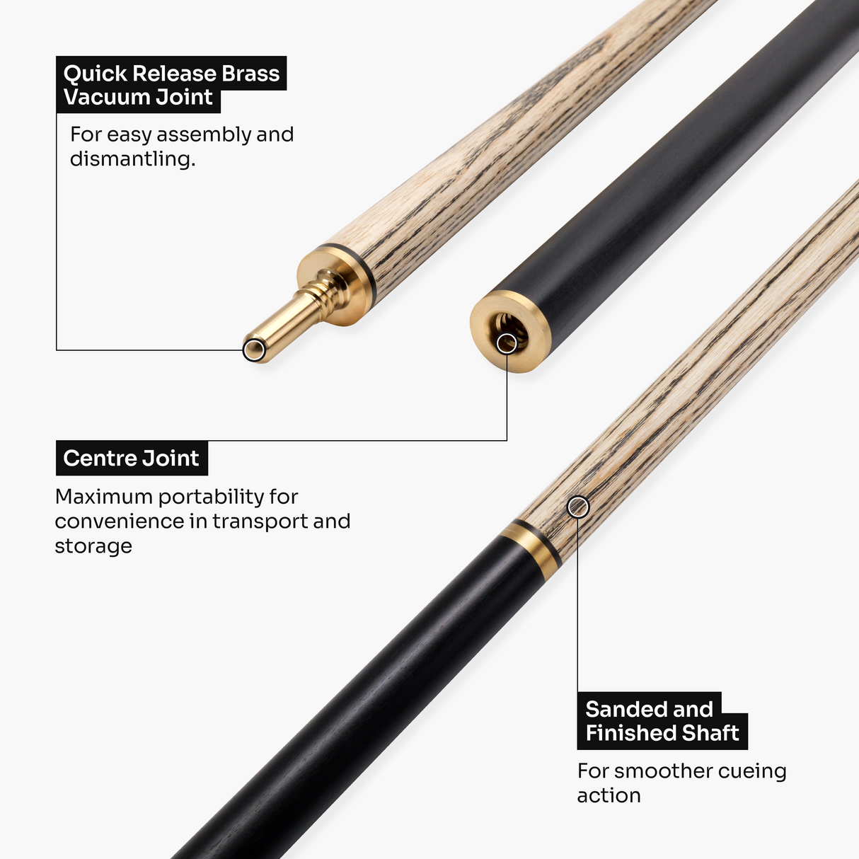 Baize Master BLACKLINE CLASSIC 2 Piece English Pool Cue and Case Set 8.5mm Pro Impact Tip