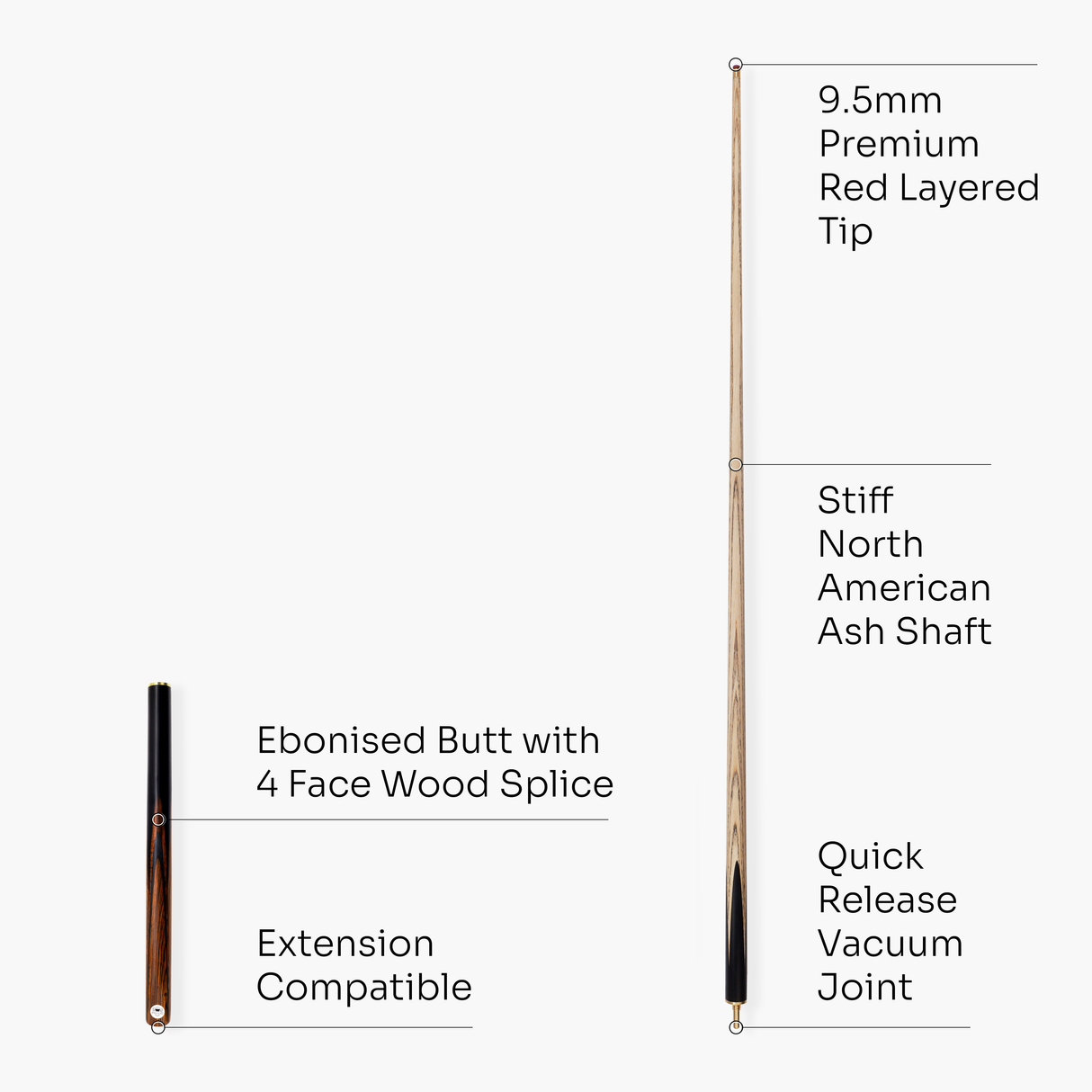 PRO147 Pearl Series Fire 3/4 Jointed Snooker Pool Cue and Case Set 9.5mm Pro Tip