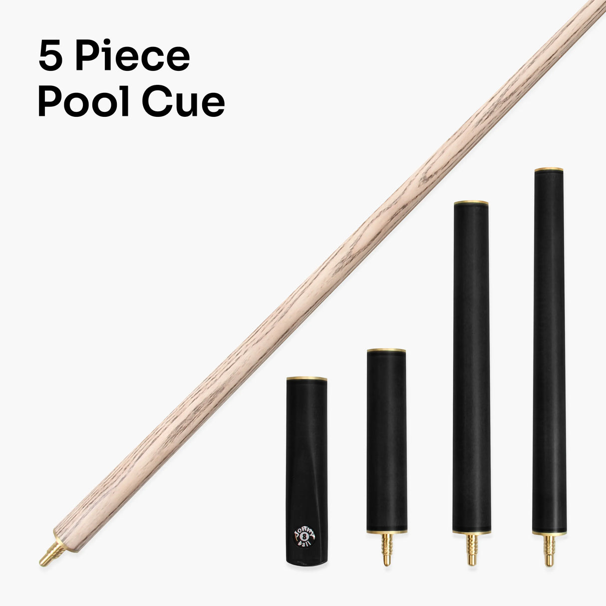 Jonny 8 Ball COMBI Length Adjustable 5 Piece Ash Snooker Pool Cue – 9mm Tip Jonny 8 Ball