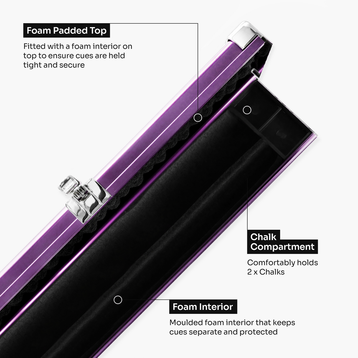 Baize Master Pro Line 3/4 2 Slot Luxury Aluminium Snooker and Pool Cue Case - Holds 1 Cue