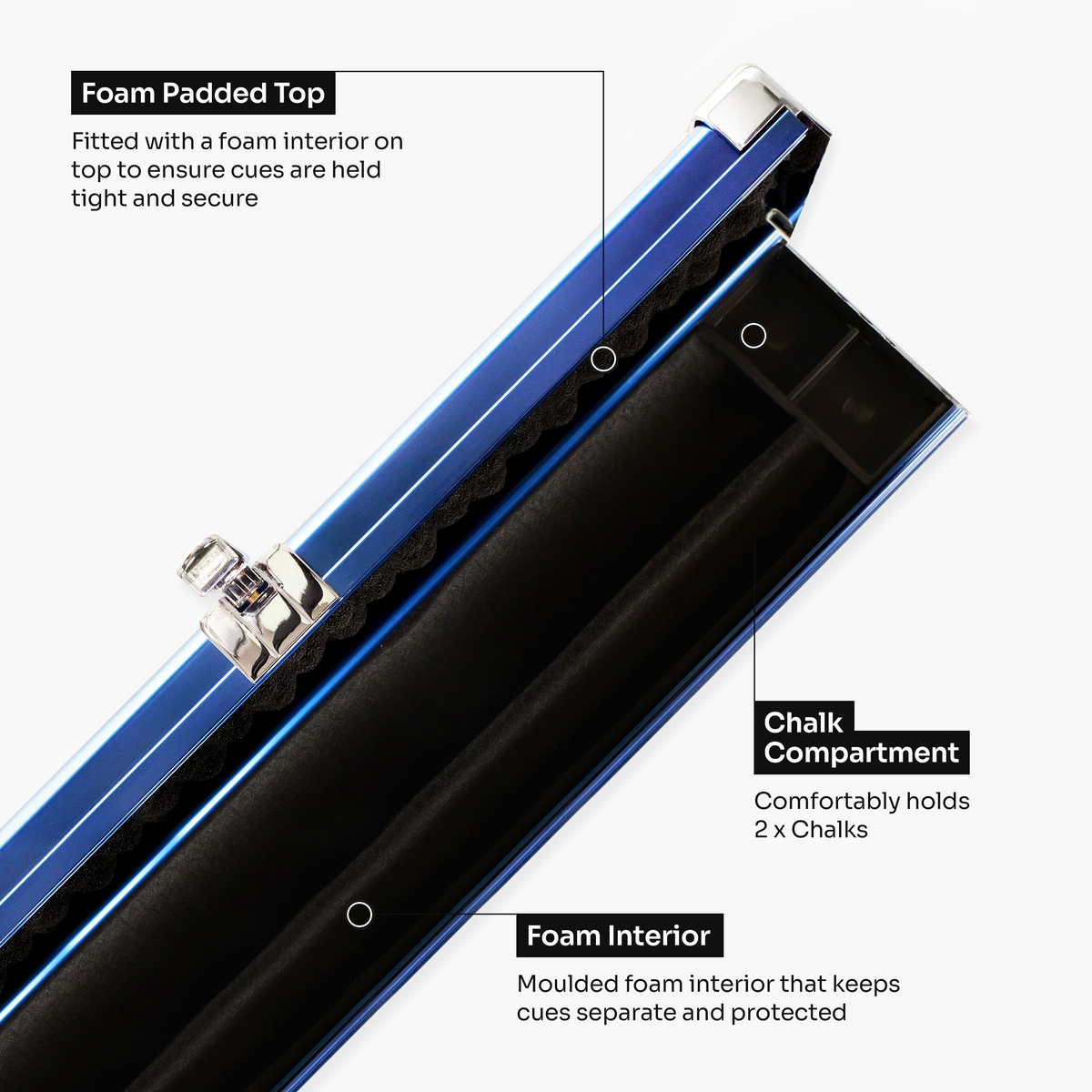 Baize Master Pro Line 3/4 2 Slot Luxury Aluminium Snooker and Pool Cue Case - Holds 1 Cue
