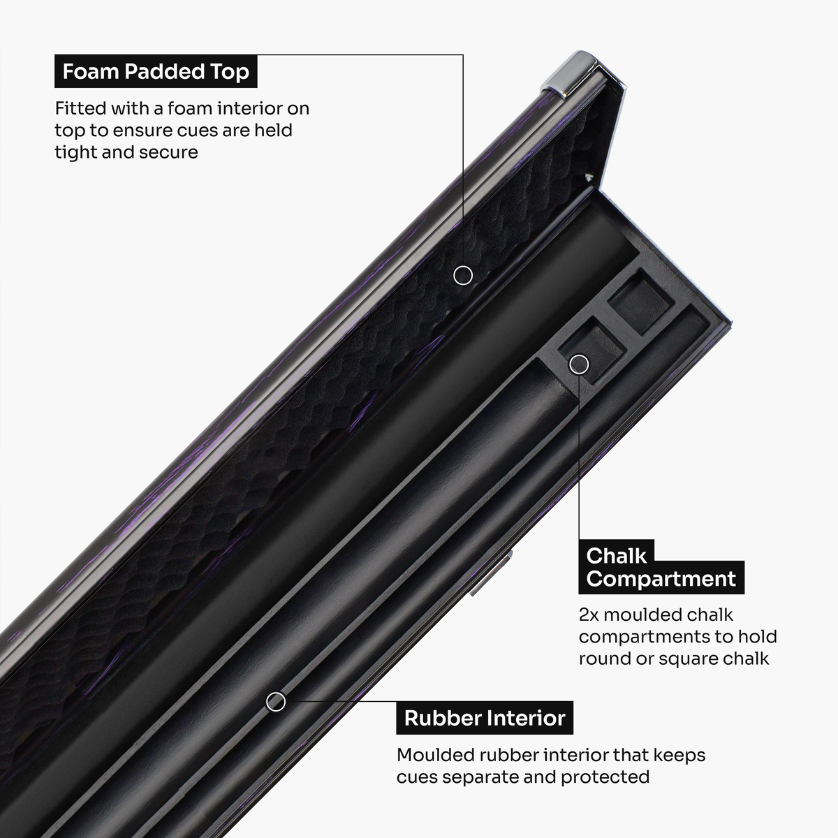 Baize Master Woodgrain 1 Piece 3 Slot Aluminium Snooker and Pool Cue Case - Holds 2 Cues + Extensions