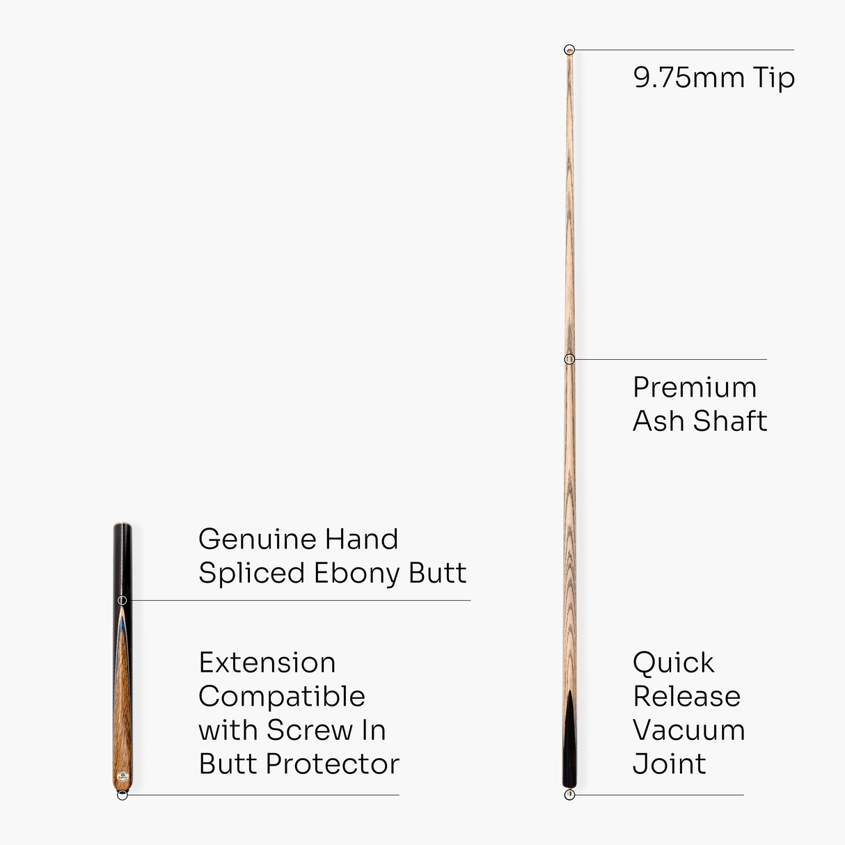 O'min Professional #3 3/4 Joint Snooker Cue with 9.75mm O'min Pro Tip