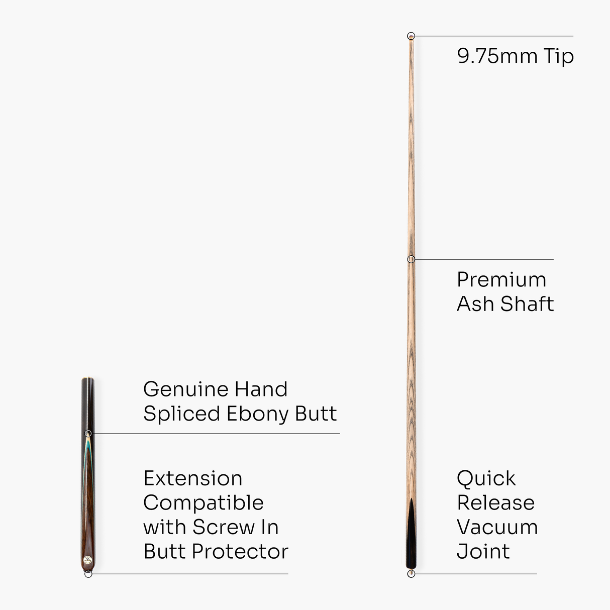 O'min Professional #4 3/4 Joint Snooker Cue with 9.75mm O'min Pro Tip