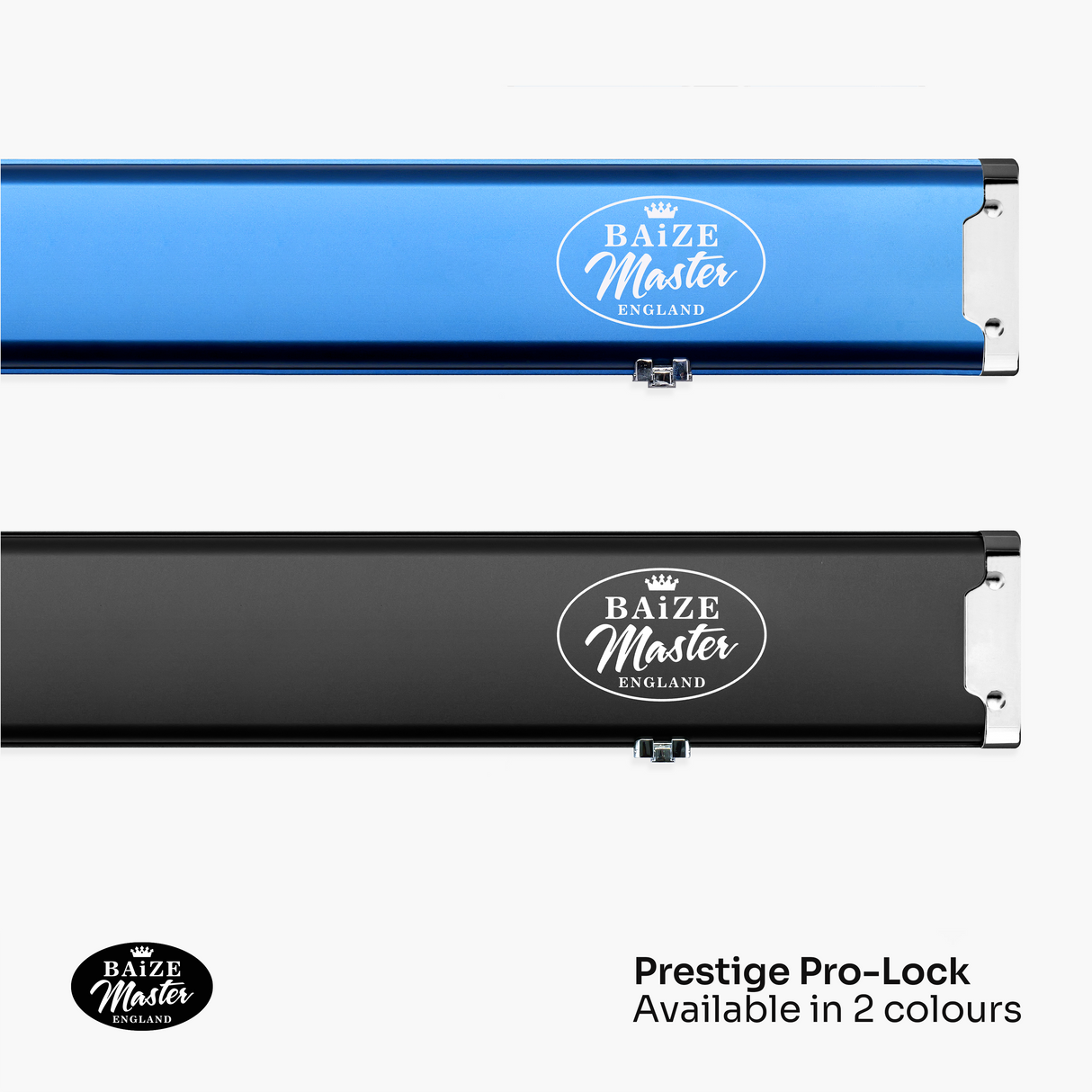 Baize Master Prestige Pro-Lock 1 Piece Luxury Metal Cue Case - Holds 2 x 1 Piece Cues + Extensions and Accessories