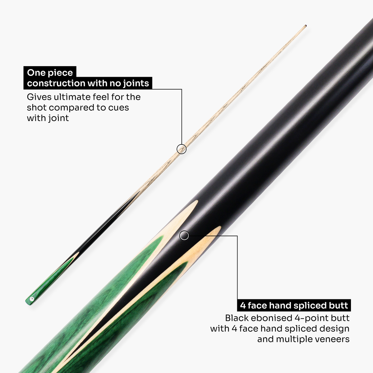 PRO147 Trident 1 Piece Snooker and Pool Cue and Case Set with 9.5mm Layered Tip