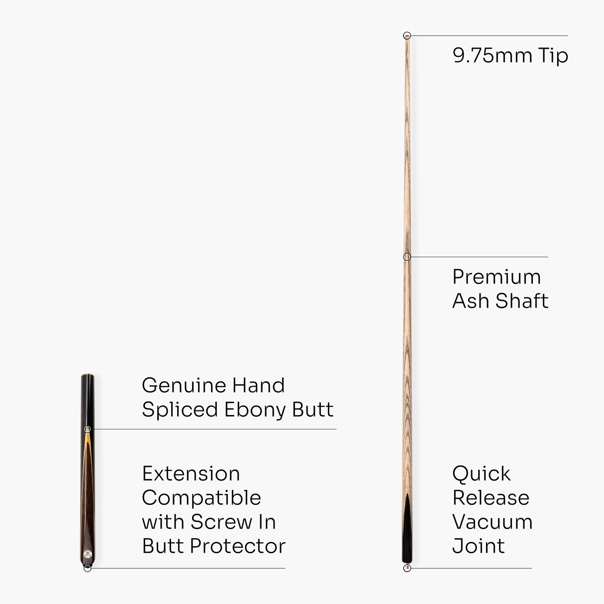 O'min Professional #2 3/4 Joint Snooker Cue with 9.75mm O'min Pro Tip