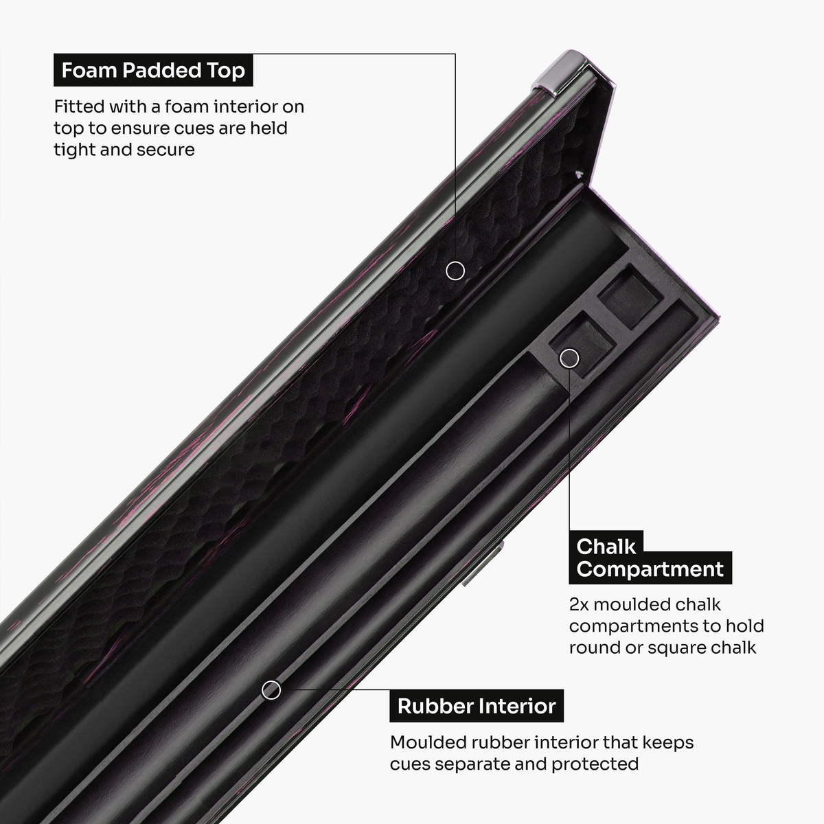 Baize Master Woodgrain 1 Piece 3 Slot Aluminium Snooker and Pool Cue Case - Holds 2 Cues + Extensions