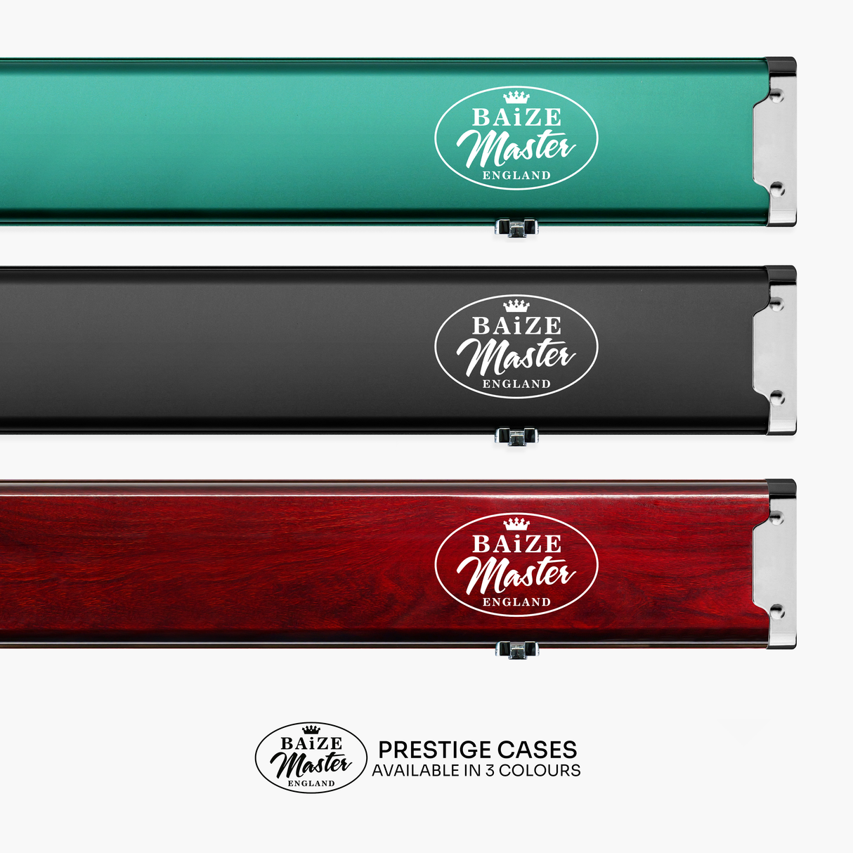 Baize Master Prestige 1 Piece Luxury Metal Cue Case - Holds 2 x 1 Piece Cues + Extensions + Accessories