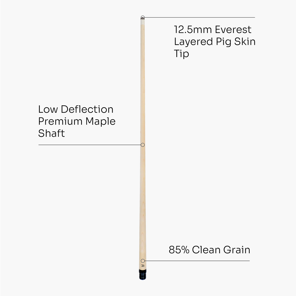 Dynamite Billiards PRO-85 Low Deflection Premium Tapered Maple Shaft, 12.5mm Everest Tip, Radial Joint