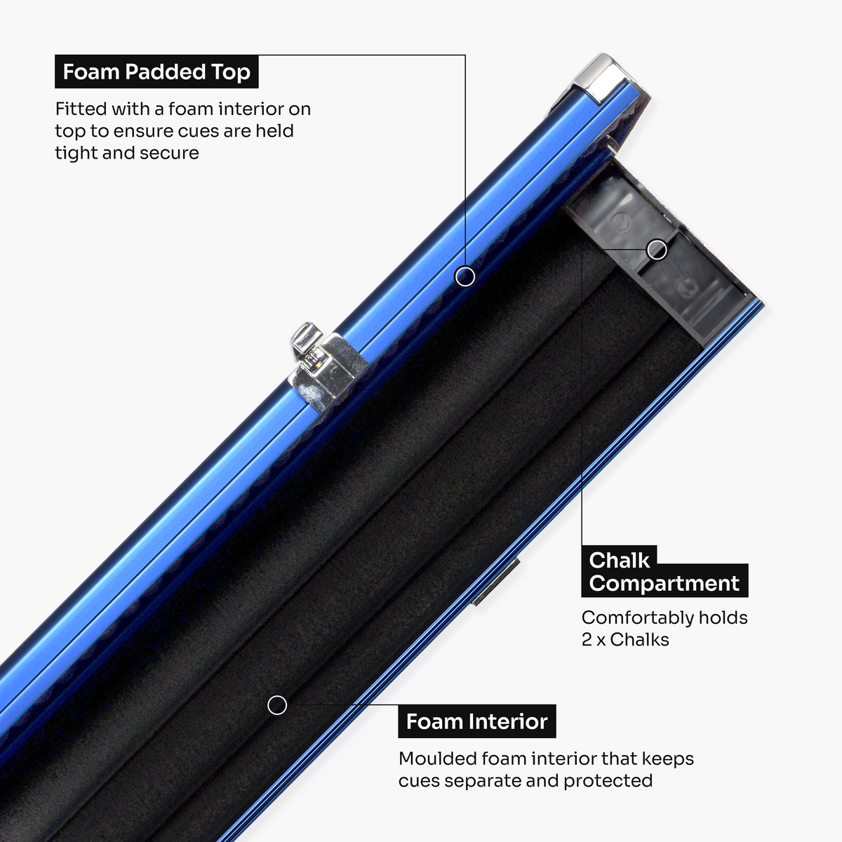 Baize Master Pro Line Wide 3/4 3 Slot Luxury Aluminium Snooker and Pool Cue Case - Holds 2 Cues