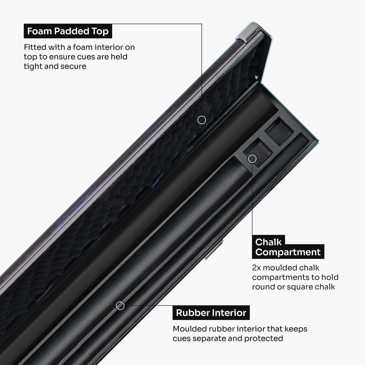 Baize Master Woodgrain 1 Piece 3 Slot Aluminium Snooker and Pool Cue Case - Holds 2 Cues + Extensions
