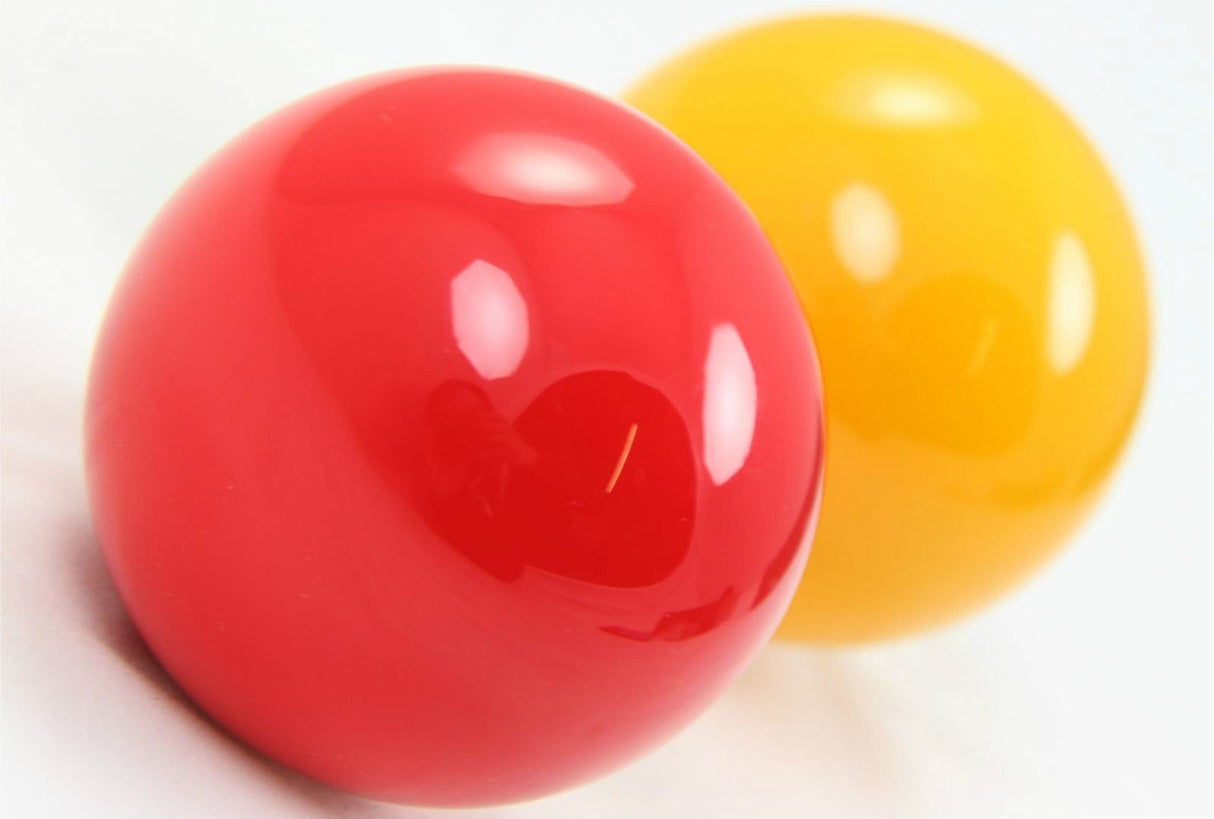 Aramith PREMIER Red & Yellow 2 Inch Pool Balls & Sturdy Carrying Case