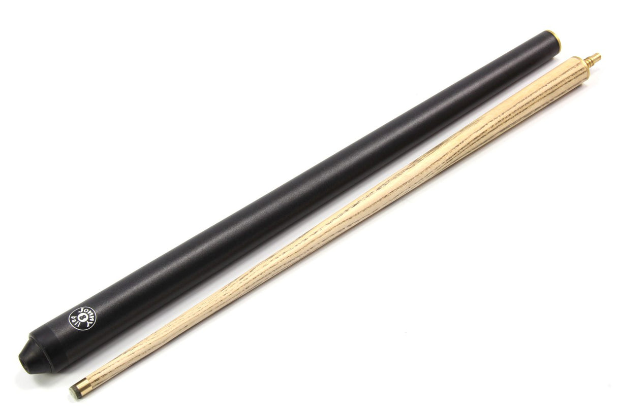 Jonny 8 Ball BLACK JET PRO PRECISION 57 Inch 8mm Tip English Pool Cue with Matching Ash Grain and Jonny 8 Ball BLACK REINFORCED Hard Case Jonny 8 Ball
