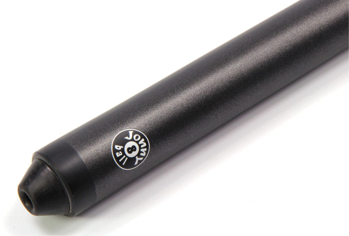 Jonny 8 Ball BLACK JET PRO PRECISION 57 Inch 8mm Tip English Pool Cue with Matching Ash Grain and Jonny 8 Ball BLACK REINFORCED Hard Case Jonny 8 Ball