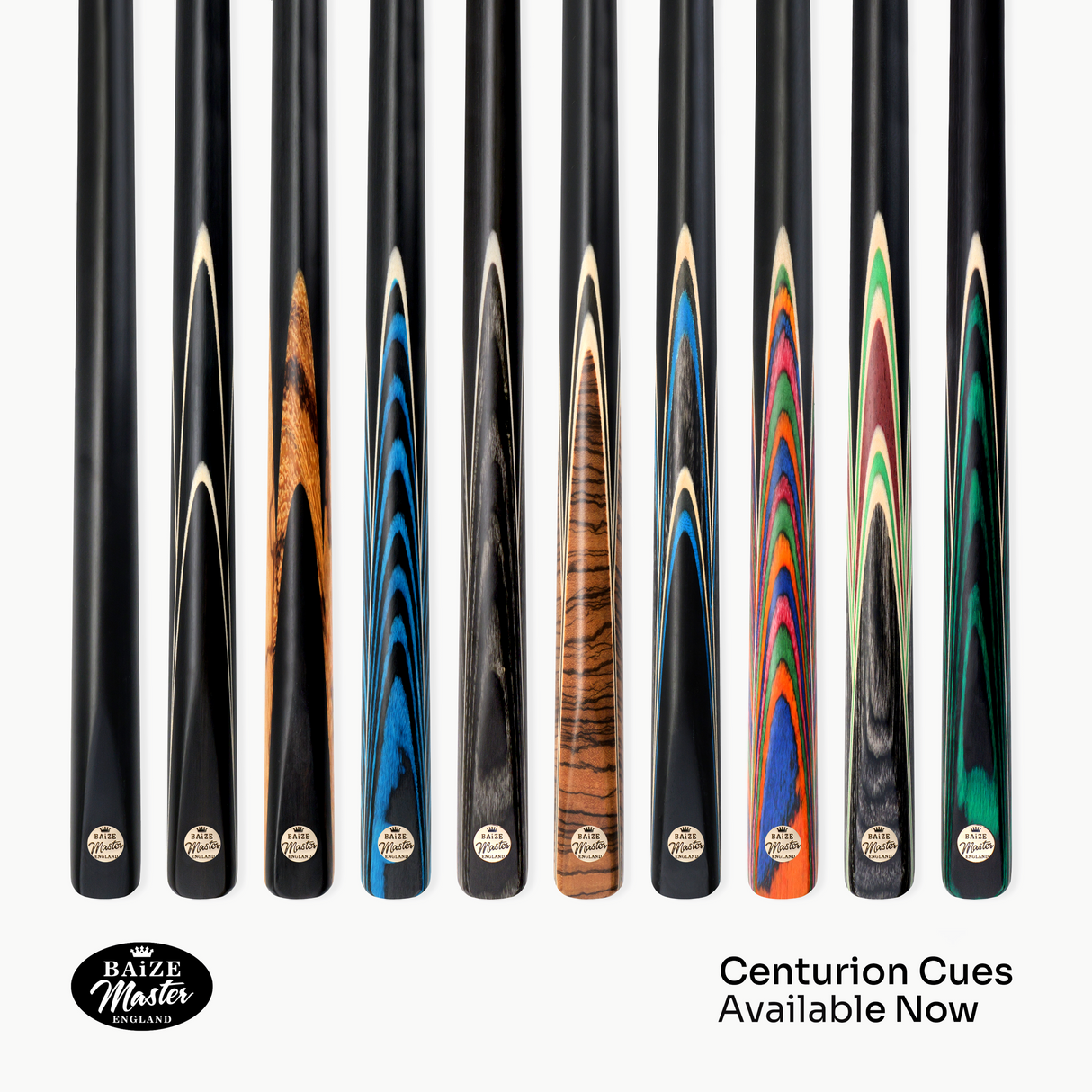 Baize Master Ember Centurion 58 Inch 3/4 Joint Hand Spliced Snooker and Pool Cue with 9.5mm Pro Impact Hybrid Tip Baize Master
