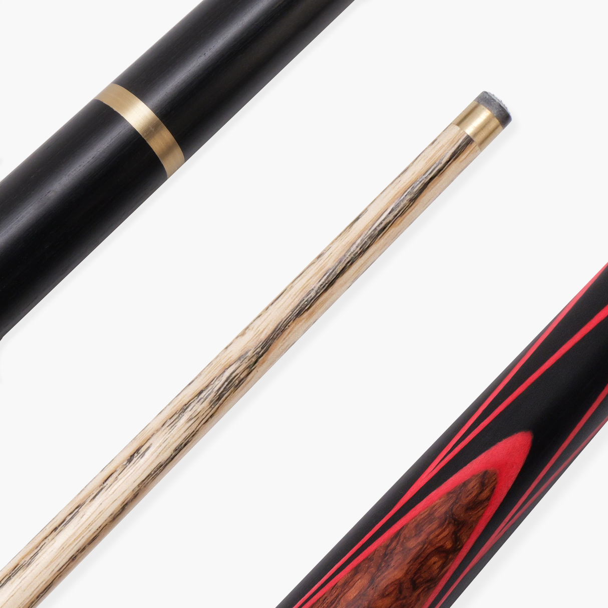 Baize Master Gold Series Red Ascot 3/4 Joint Hand Spliced English Pool Cue with 8.5mm Tip