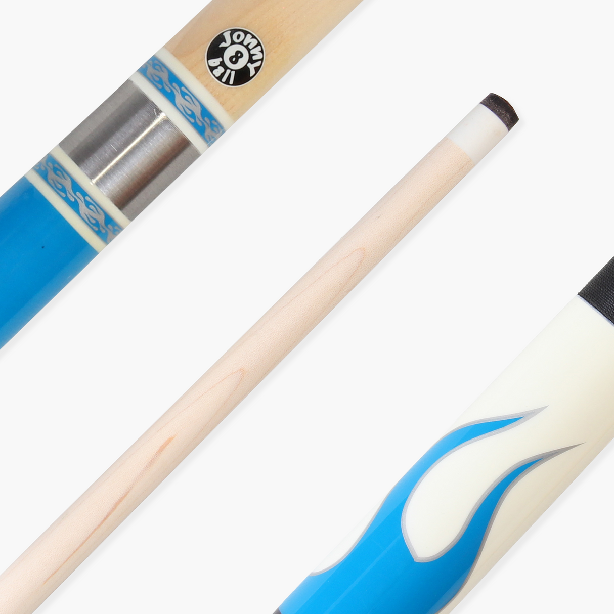 Jonny 8 Ball Flame 58" Maple Pool Snooker Cue with 11mm Tip and Heavy Duty Vinyl Soft Case