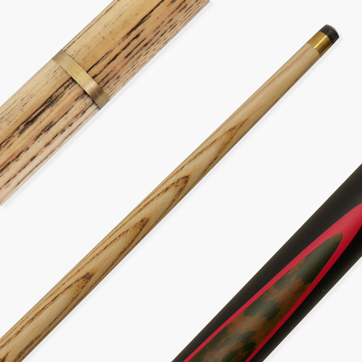 Pro147 RED BURL 2pc Centre Joint Snooker Pool Cue 57 Inch with Matching Ash Grain and 9.5mm Tip PRO147