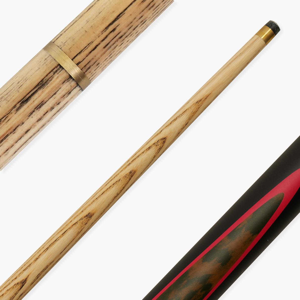 PRO147 48 Inch 2 Piece Red Burl Junior Kids Snooker Pool Cue and Case Set 10mm Tip
