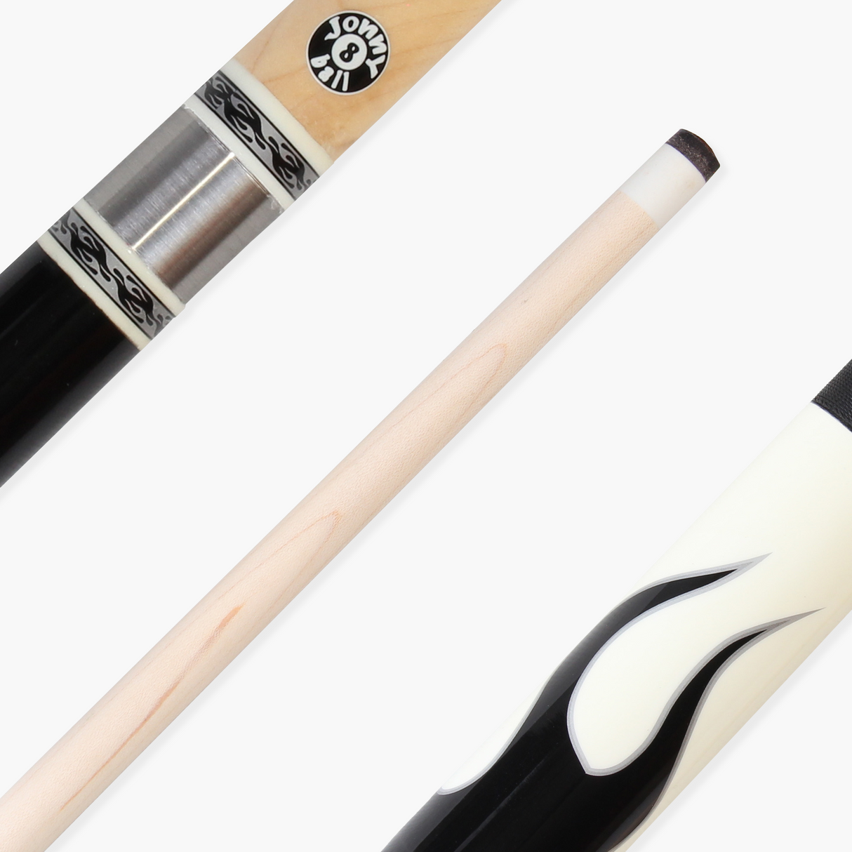 Jonny 8 Ball Flame 58" Maple Pool Snooker Cue with 11mm Tip and Heavy Duty Vinyl Soft Case