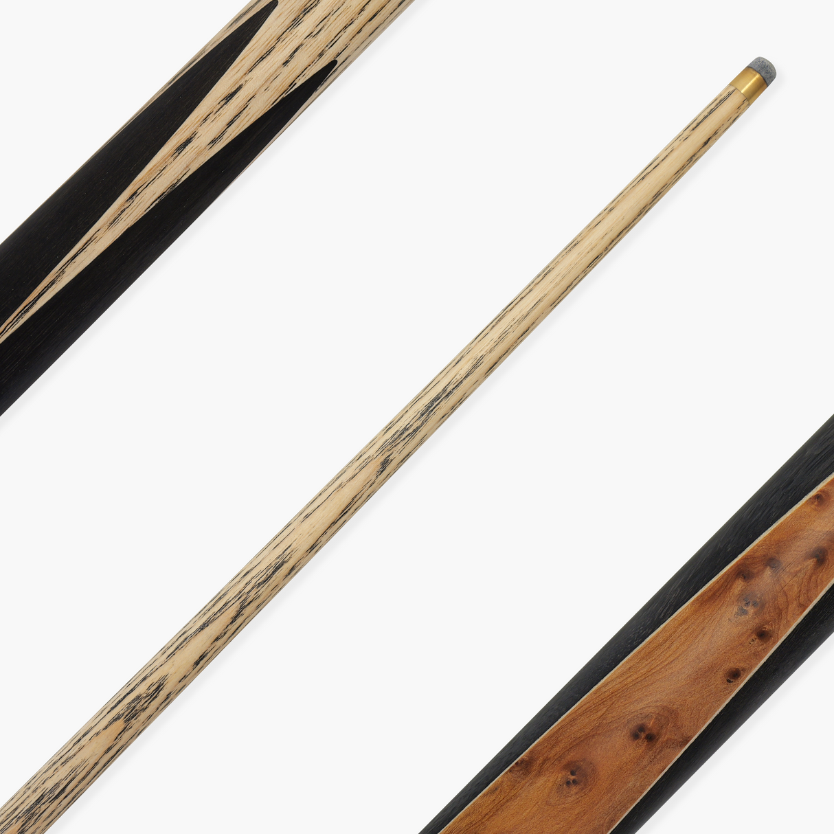 Baize Master Black Label 57 Inch One Piece Hand Spliced Premium Ebony Butt English Pool Cue with 8mm Leather Tip