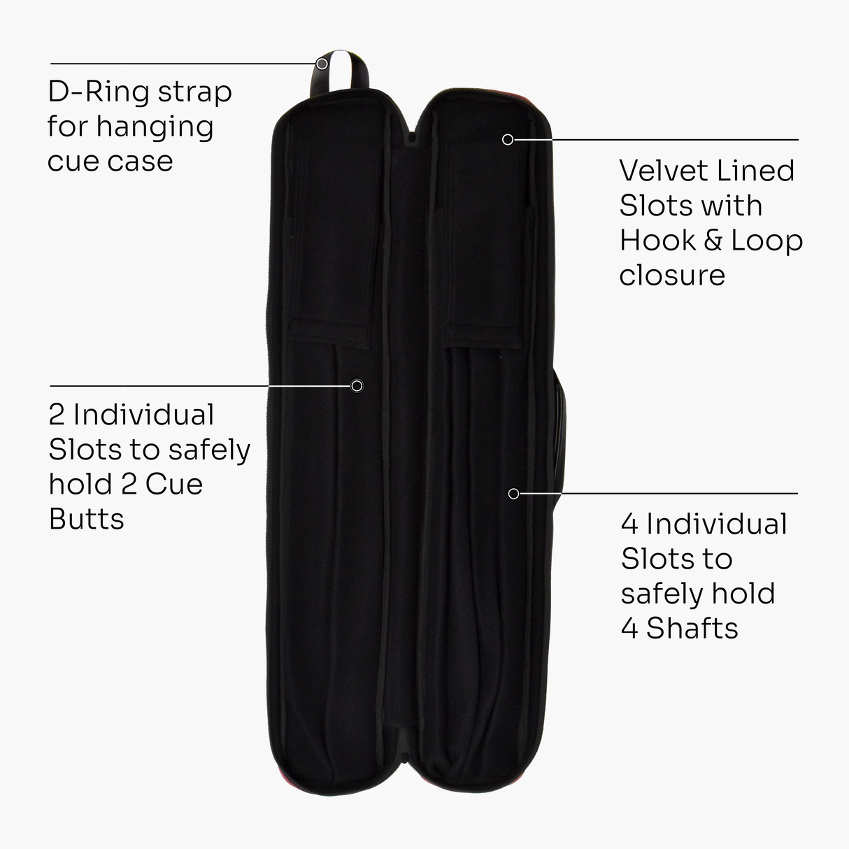 Dynamite Billiards by Darren Appleton 2 Piece American Pool Cue Case Bag with Shoulder Straps – 2 x 4 – Holds 2 Butts and 4 Shafts