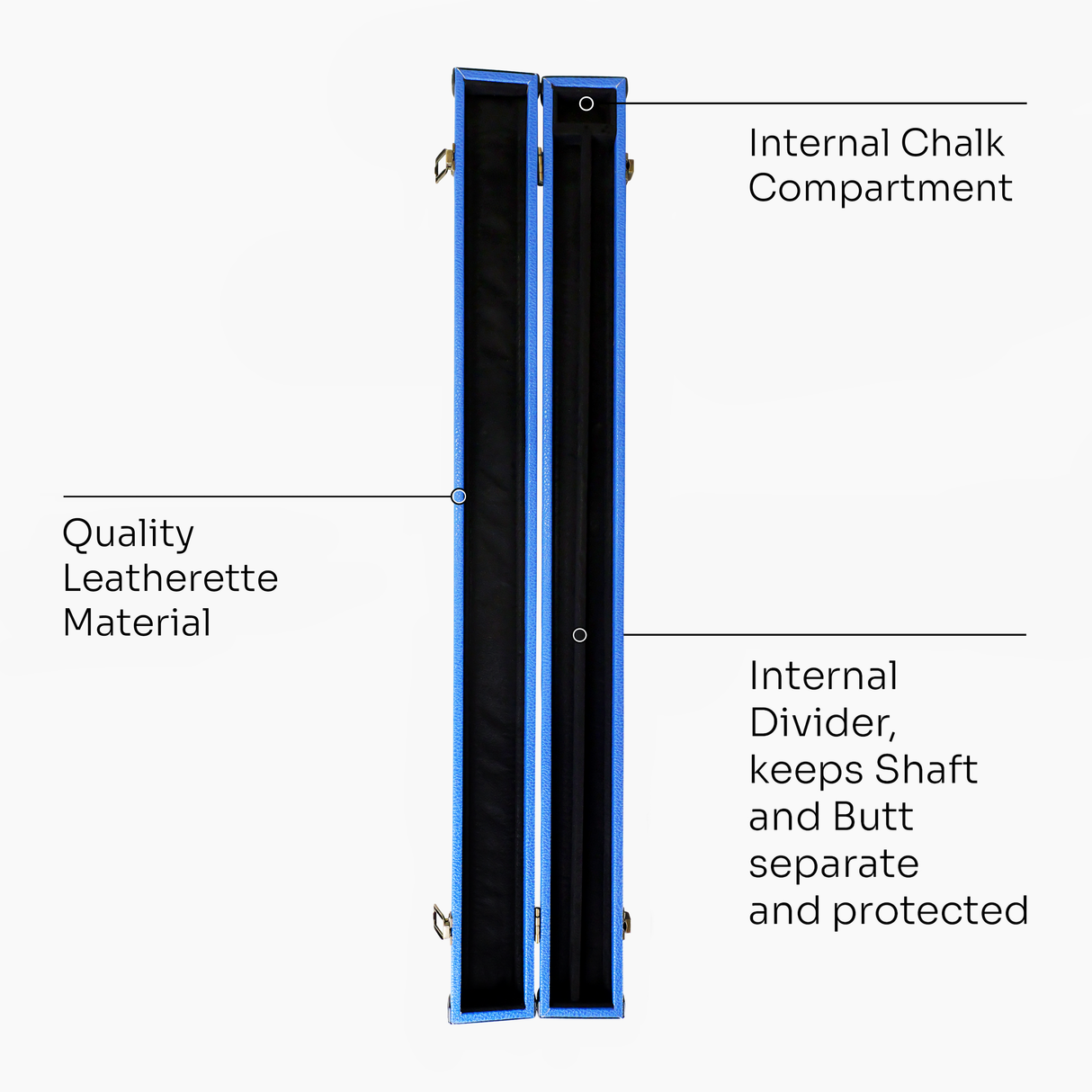 ROYAL BLUE Luxury 2pc Snooker Pool Cue Case Hard Shell | Cue + Case