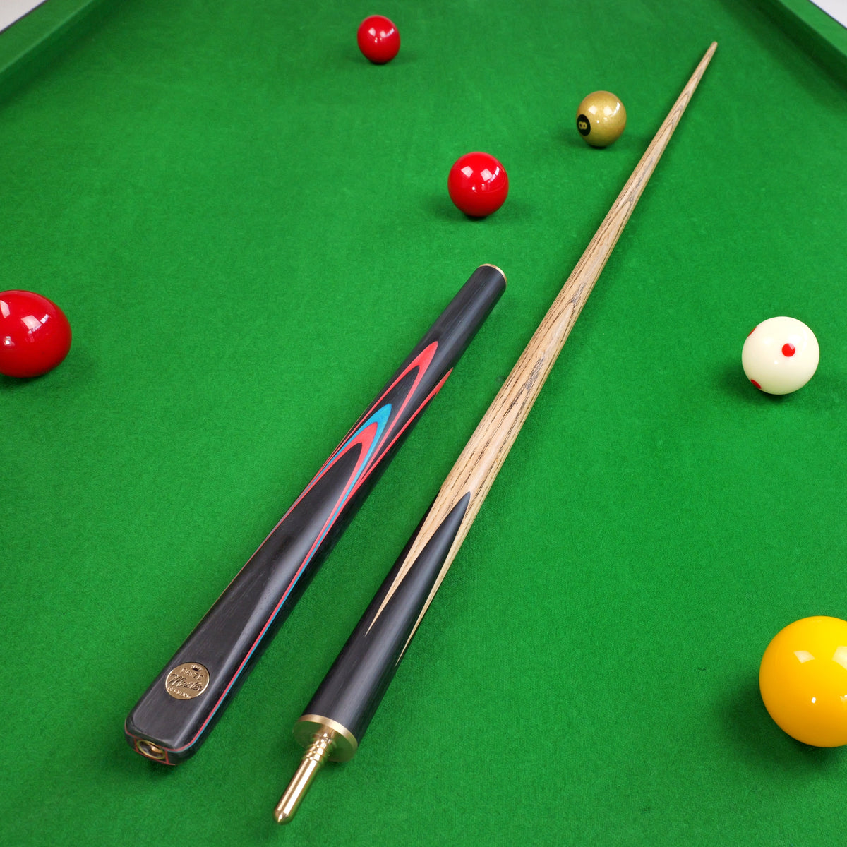 Baize Master Coral Centurion 58 Inch 3/4 Joint Hand Spliced Snooker and Pool Cue with 9.5mm Pro Impact Hybrid Tip