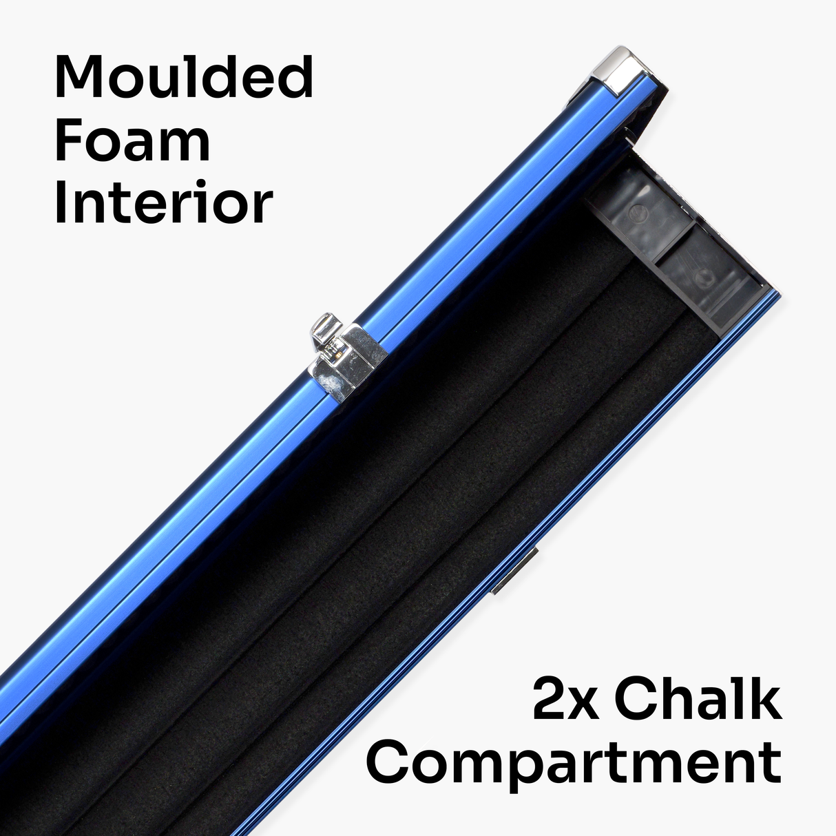 Baize Master WIDE BLUE 3/4 PRO LINE Aluminium Metal Ends Snooker Pool Cue Case - Holds 2 Cues