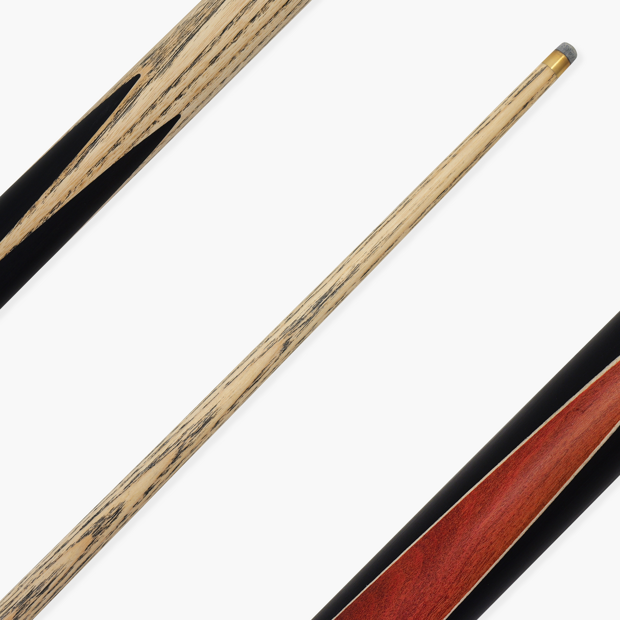 Baize Master Black Label 57 Inch One Piece Hand Spliced Premium Ebony Butt English Pool Cue with 8mm Leather Tip