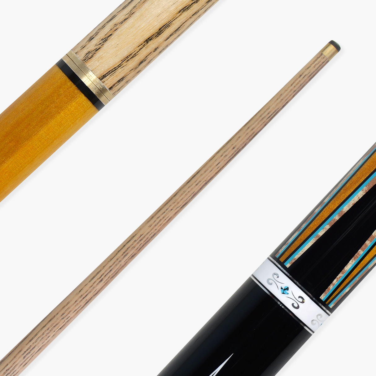 Jonny 8 Ball BLACK SUN 57 Inch 2 Piece Centre Joint Ash English Pool Cue with 8.5mm Tip