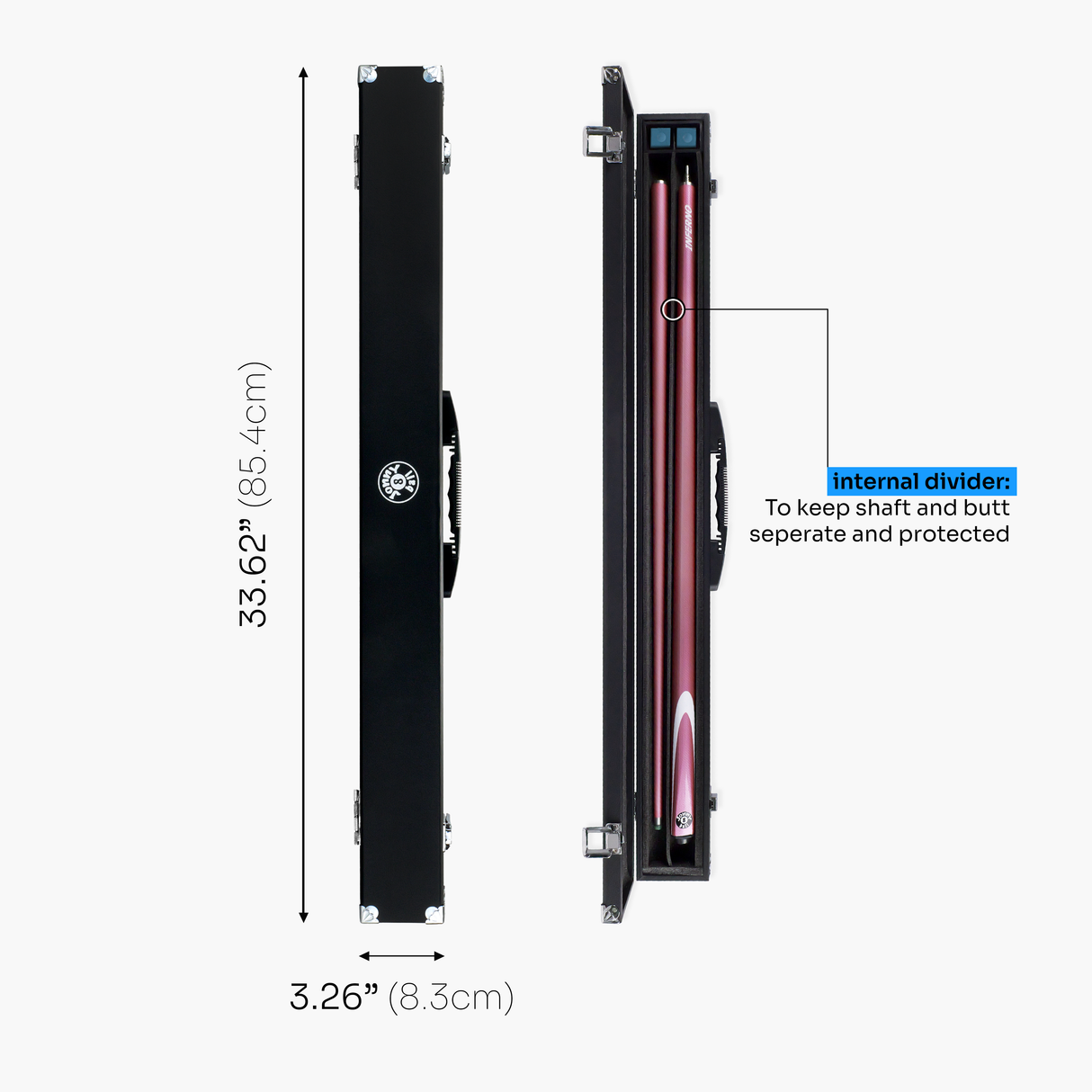 Jonny 8 Ball Inferno 2 Piece Graphite Fiberglass Cue and Case Set 9.5mm Green Layered Tip