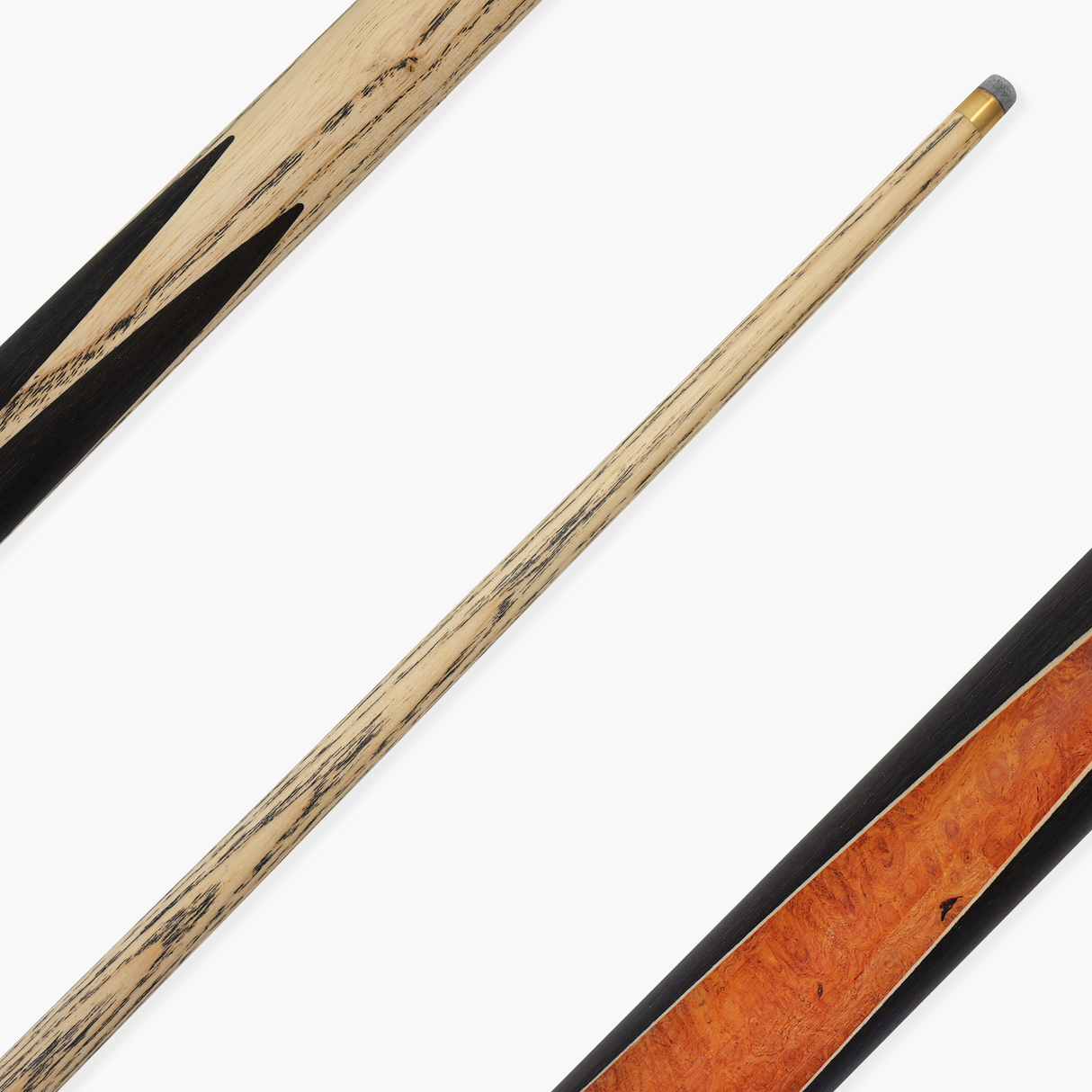 Baize Master Black Label 57 Inch One Piece Hand Spliced Premium Ebony Butt English Pool Cue with 8mm Leather Tip