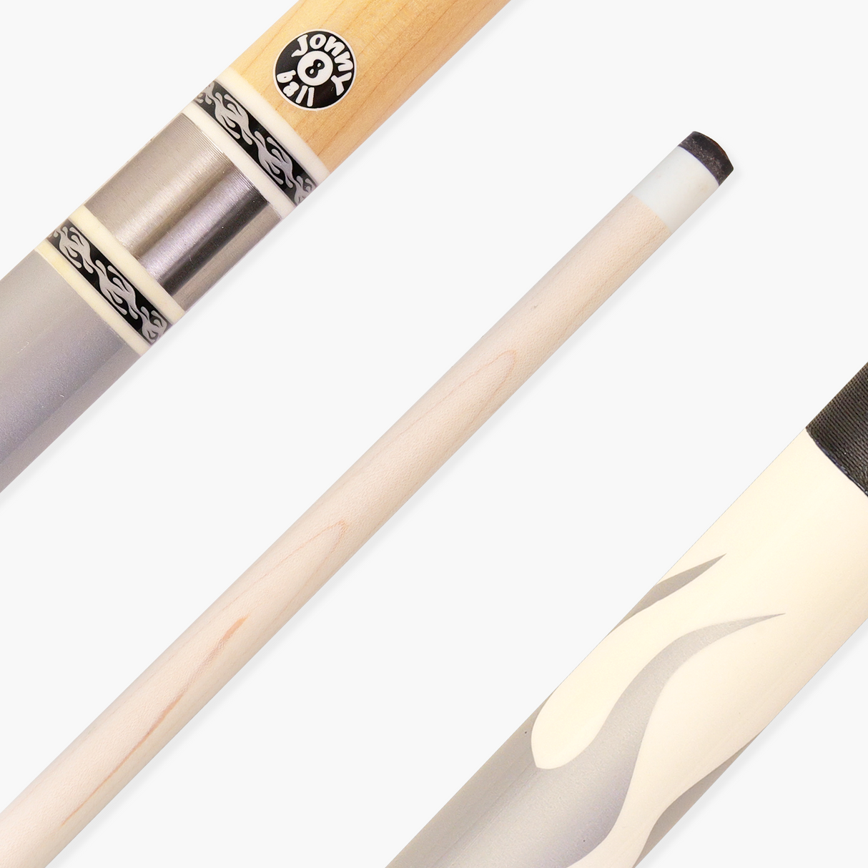 Jonny 8 Ball Flame 58" Maple Pool Snooker Cue with 11mm Tip and Heavy Duty Vinyl Soft Case