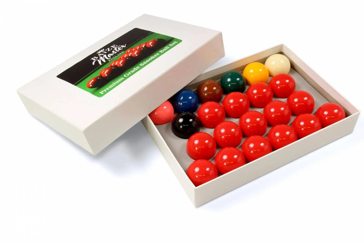 Baize Master 2 1/16 Inch Full Size 22 Ball Premium Grade Snooker Ball Set with 15 Reds Baize Master