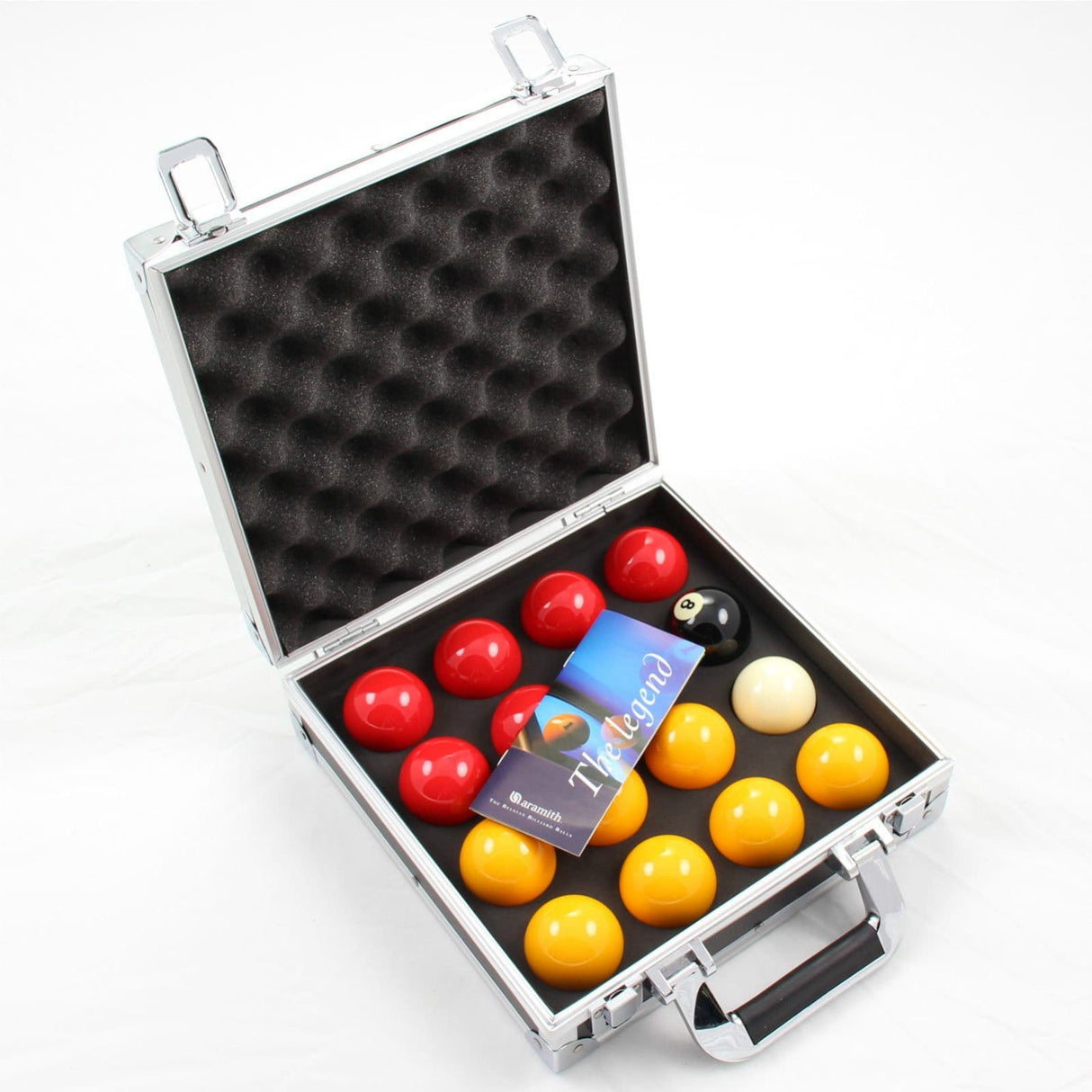 Aramith PREMIER Red & Yellow 2 Inch Pool Balls & Sturdy Carrying Case