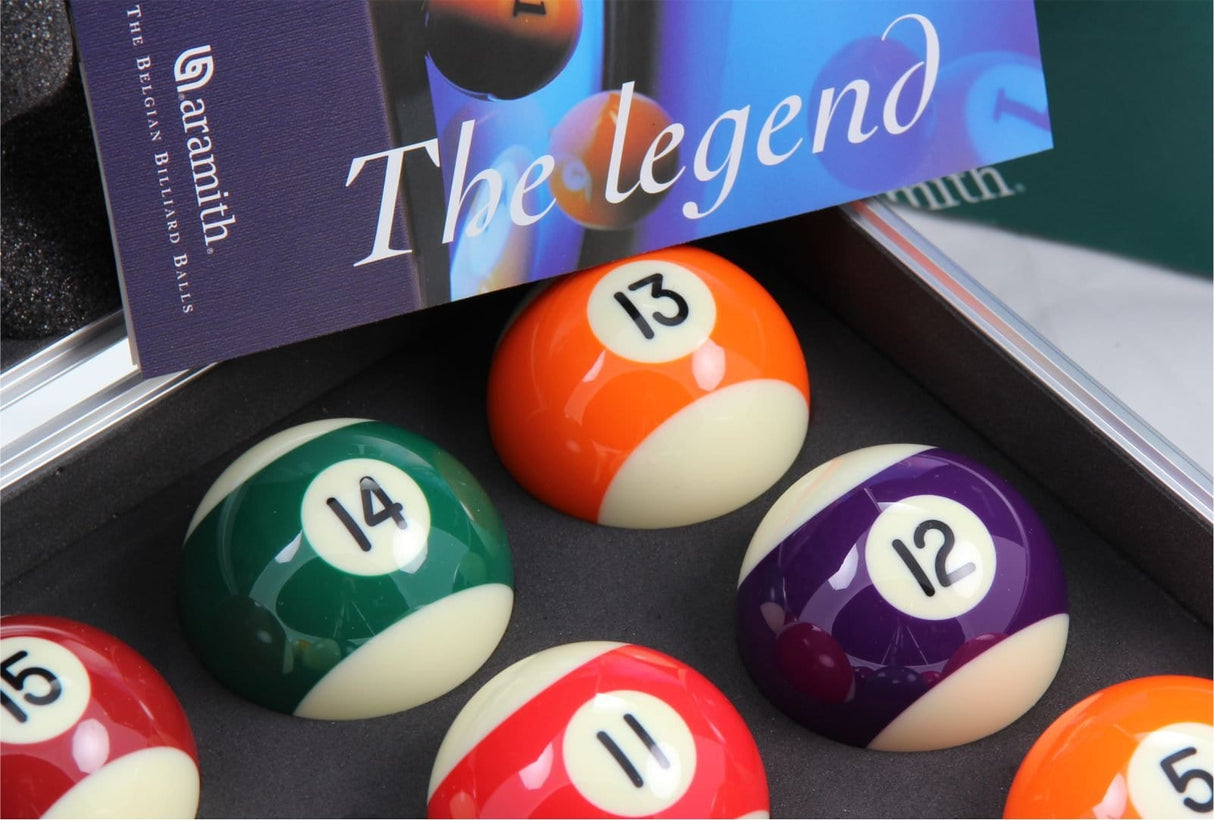 Aramith PREMIER Spots & Stripes 2 Inch Pool Balls & Sturdy Carrying Case