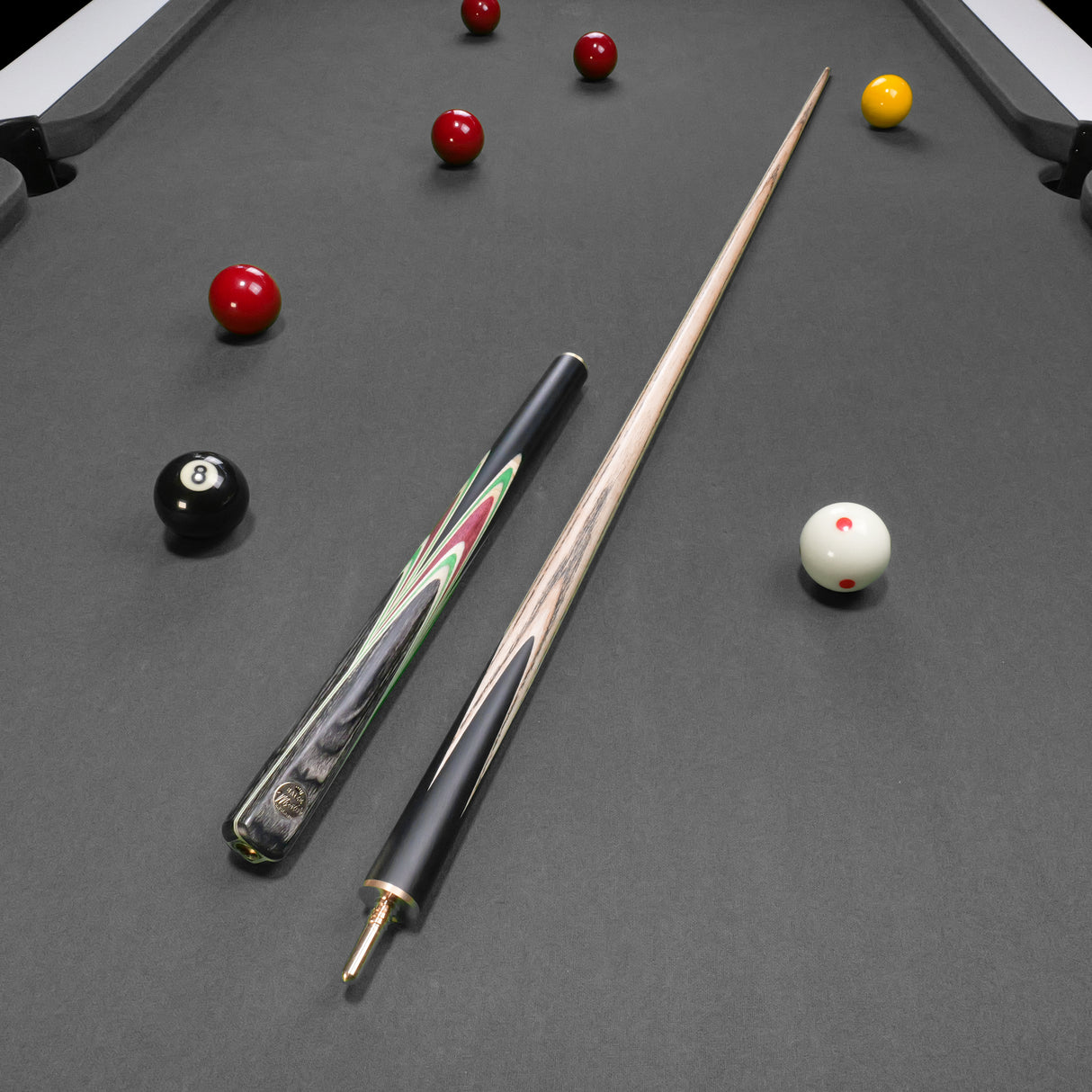 Baize Master Mint Centurion 58 Inch 3/4 Joint Hand Spliced Snooker and Pool Cue with 9.5mm Pro Impact Hybrid Tip Baize Master