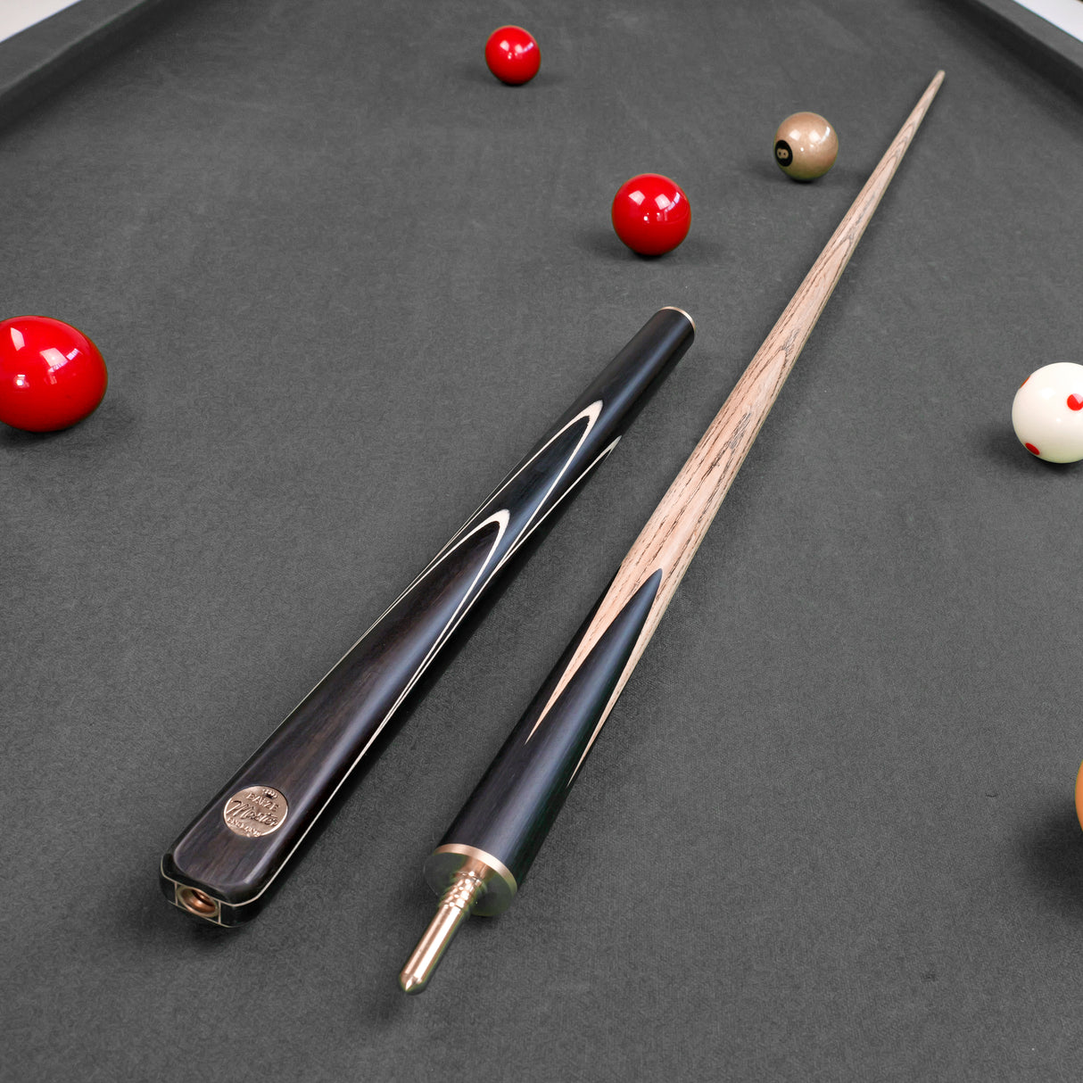 Baize Master Black Centurion 58 Inch 3/4 Joint Hand Spliced Snooker and Pool Cue with 9.5mm Pro Impact Hybrid Tip Baize Master