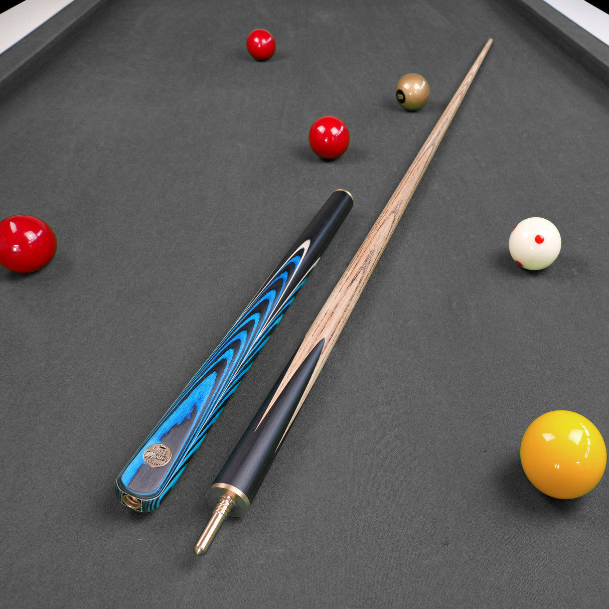 Baize Master Azure Centurion 58 Inch 3/4 Joint Hand Spliced Snooker and Pool Cue with 9.5mm Pro Impact Hybrid Tip Baize Master