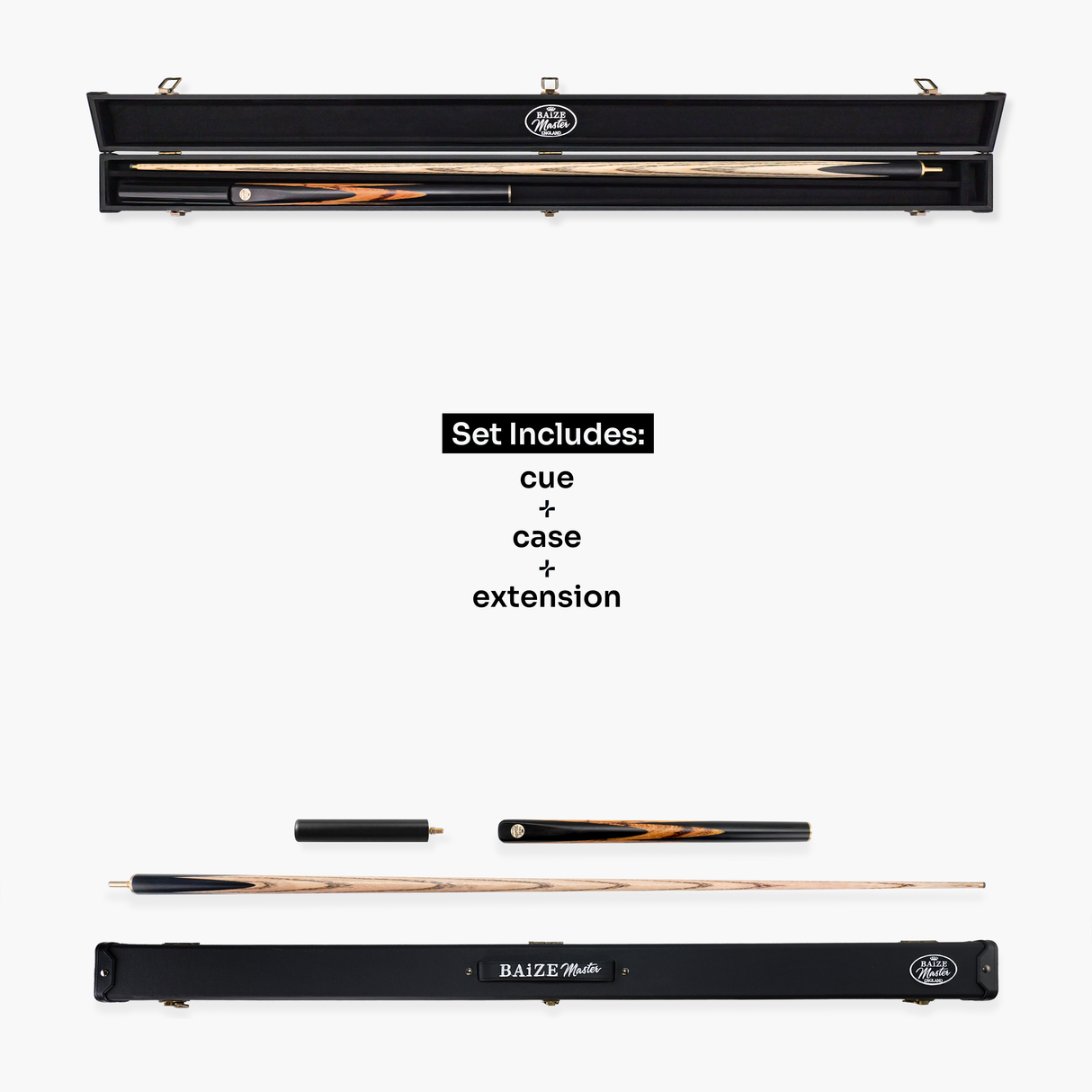 Baize Master Ember Marksman ¾ Joint English Pool Cue and Case Set with 8.5mm Baize Master Blue Pressed Tip