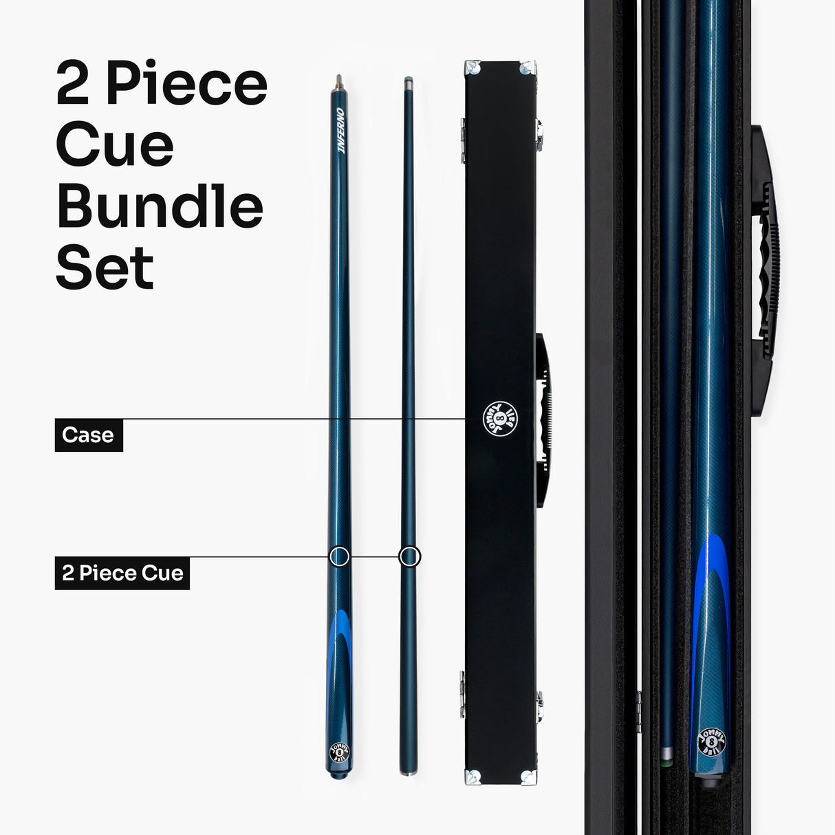 Jonny 8 Ball Inferno 2 Piece Graphite Fiberglass Cue and Case Set 9.5mm Green Layered Tip
