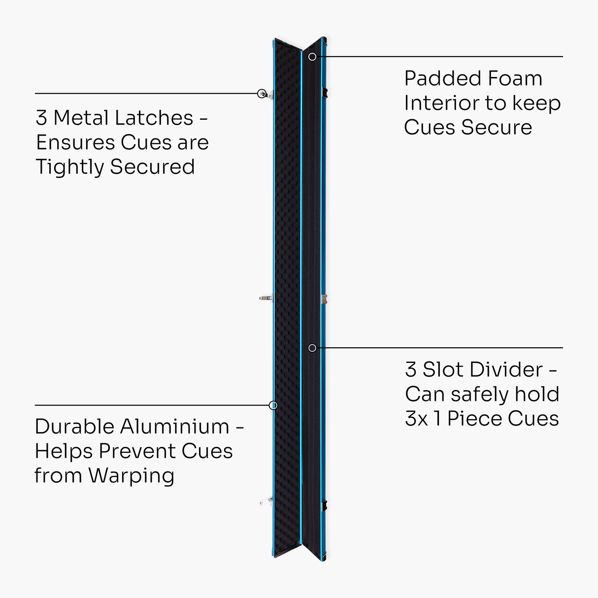 Baize Master SATIN LINE One Piece Luxury Snooker Pool Cue Case - Holds 3 Cues