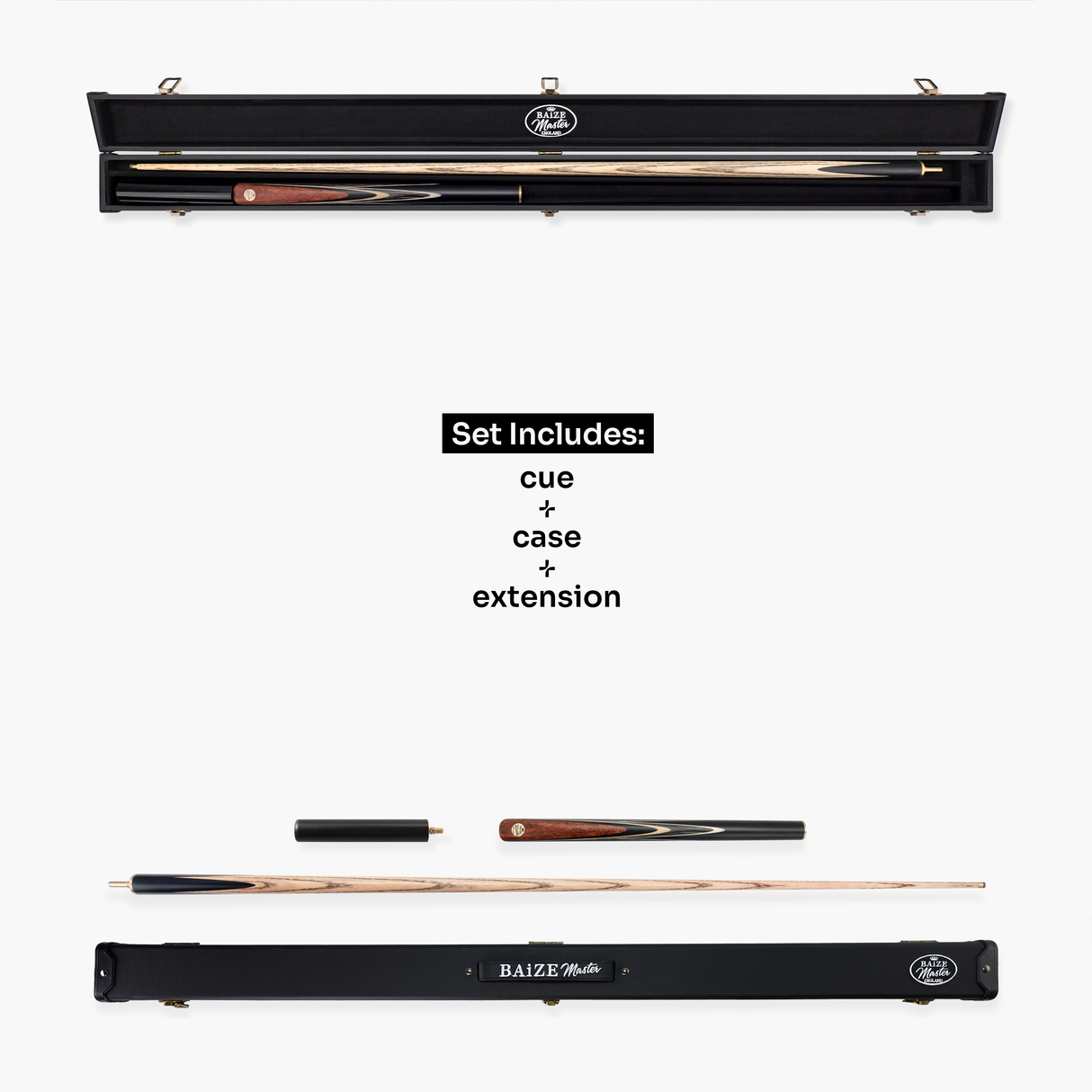 Baize Master Rosewood Marksman ¾ Joint English Pool Cue and Case Set with 8.5mm Baize Master Blue Pressed Tip