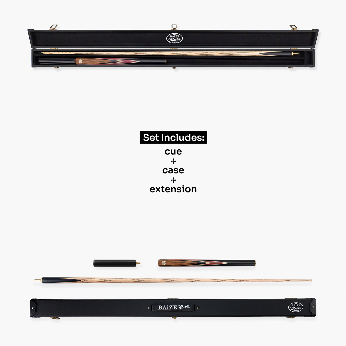 Baize Master Purple Marksman ¾ Joint English Pool Cue and Case Set with 8.5mm Baize Master Blue Pressed Tip