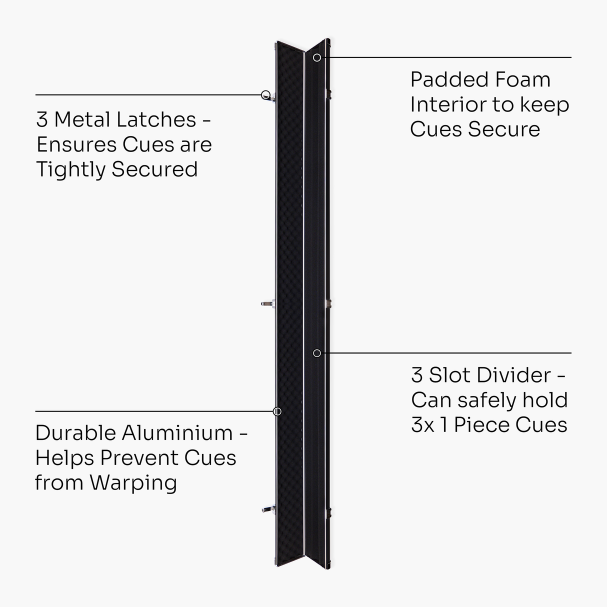 Baize Master SATIN LINE One Piece Luxury Snooker Pool Cue Case - Holds 3 Cues