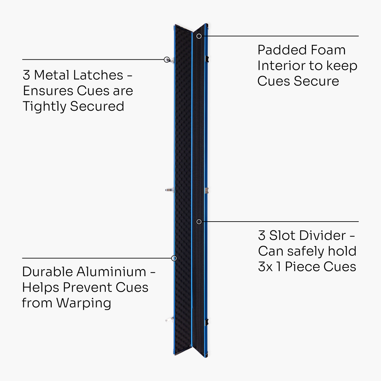 Baize Master SATIN LINE One Piece Luxury Snooker Pool Cue Case - Holds 3 Cues