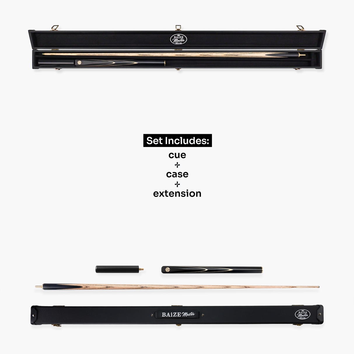 Baize Master Black Marksman ¾ Joint English Pool Cue and Case Set with 8.5mm Baize Master Blue Pressed Tip