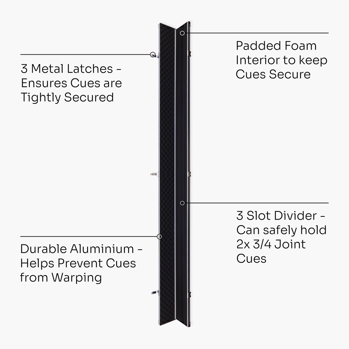 Baize Master SATIN LINE Pro Aluminium 3/4 Luxury Snooker Pool Cue Case – Holds Two ¾ Joint Cues